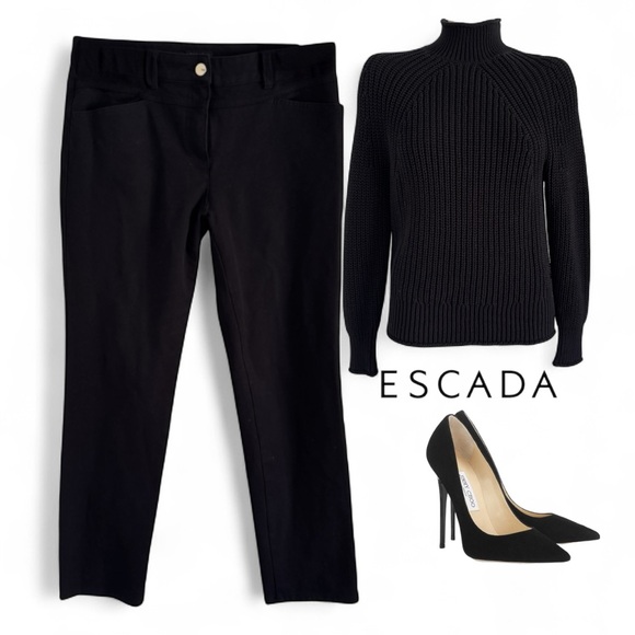 ESCADA BLACK DENIM SLIM STRAIGHT LEG JEANS SZ 38 / 8 - Picture 1 of 5